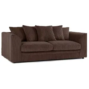 Luxor Jumbo Cord 3 + 2 + 1 Fabric 3 Piece Sofa Suite - Scatter Back Chocolate