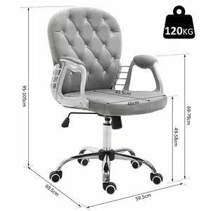 Wadkins Velvet Executive Chair Grey