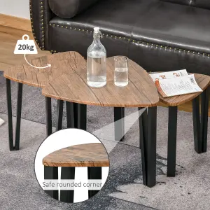 HOMCOM 3 PCs Nesting Table Coffee Table Set MDF Living Room Furniture Walnut