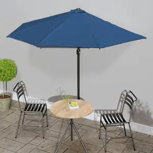 Berkfield Balcony Parasol with Aluminium Pole Blue 300x150x253 cm Half