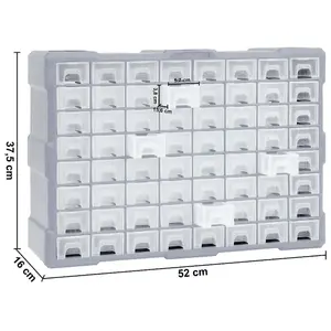 Berkfield Multi-drawer Organiser with 64 Drawers 52x16x37.5 cm