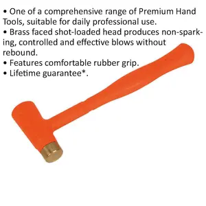 1.5lb Brass Faced Dead Blow Hammer with Anti-Rebound Rubber Grip