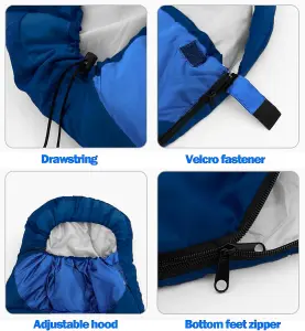 Sleeping Bags Adults 3 Season Backpacking Waterproof Hiking Camping Waterproof - Navy Blue