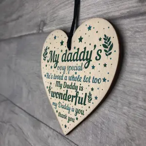 Red Ocean Daddy Wooden Heart Fathers Day New Daddy Dad To Be Gift Baby Shower Pregnancy Gift Handmade Keepsake