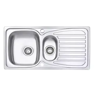 JASSFERRY Stainless Steel Kitchen Sink Inset 1.5 Bowl Reversible Drainer