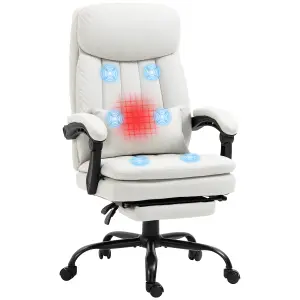 Vinsetto Microfibre Vibration Massage Office Chair with Heat, Pillow, White