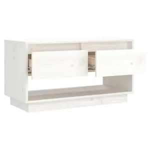 Berkfield TV Cabinet White 74x34x40 cm Solid Wood Pine