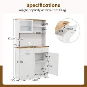 Costway Kitchen Buffet Freestanding Kitchen Pantry Storage Cabinet Cupboard w/ 4 Doors