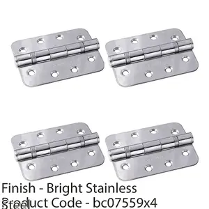 4 PACK - PAIR Grade 13 Heavy Duty Ball Bearing P Hinge - RADIUS 107 x 77mm Bright Steel