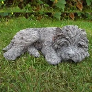 Sleeping Terrier Small Garden Ornament