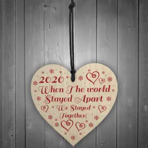 Lockdown Gift Hanging Wooden Heart Couple Gift Christmas Tree Decoration Keepsake