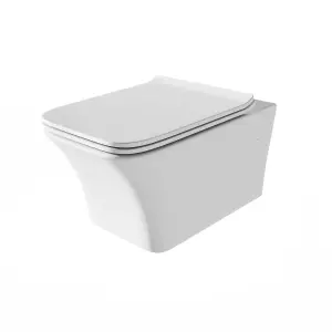 Elysium White Ceramic Back to Wall Toilet with Anti Bacterial Glaze & Soft Close Toilet Seat