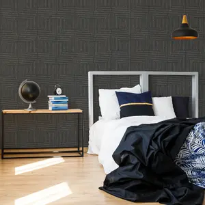 Superfresco Illusion Geometric Charcoal Wallpaper