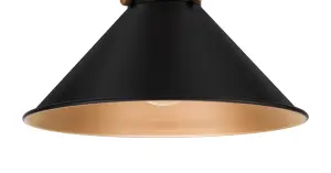 GoodHome Round Matt Metal Black Antique copper effect LED Ceiling light