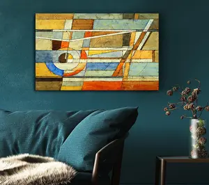 Abstract Grids Of Colours Canvas Print Wall Art - Medium 20 x 32 Inches