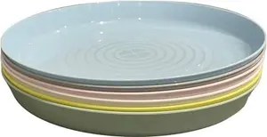 Kalas Unbreakable Plastic Kids/Adults Dinner/Lunch/Side Plate 6 Pack Multi Coloured Stackable, Lightweight, High Edge 19X2 Centimetres Pastel Bright