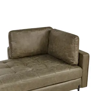 Right Hand Faux Leather Chaise Lounge Green REBAIS