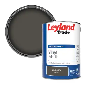 Leyland Trade Vinyl Matt Walls & Ceilings Emulsion Paint Black Coffee (PPG1007-7) 5L