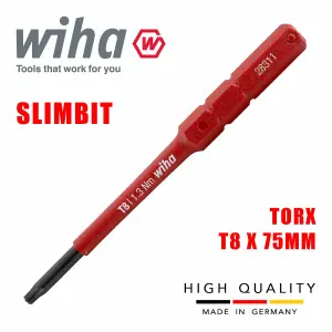 Wiha Slimbit Screwdriver SlimVario PZ SL PH Torx HEX 75mm 1000v VDE Electrician Torx T8 35506