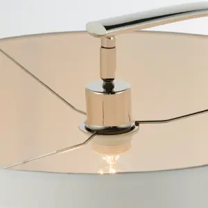 Anson Lighting River Floor light finished in Bright nickel plate and vintage white fabric