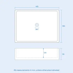 Nes Home 485 x 380 mm Rectangle Counter Top Basin Cloakroom Bathroom Sink