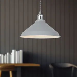 First Choice Lighting Maxwell Flint Grey Chrome Ceiling Pendant Light