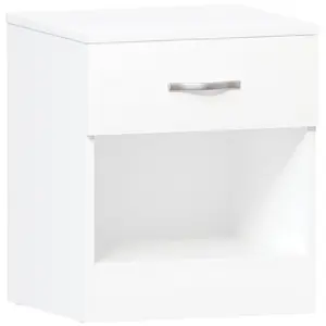 Maybery 1 Drawer Bedside Table With Open Shelf, Bedroom Storage Cabinet White