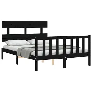 Berkfield Bed Frame with Headboard Black 120x200 cm Solid Wood