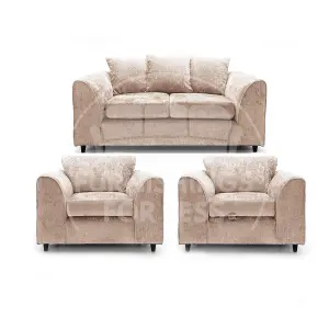 Monaco Chenille Fabric 3 Piece Sofa Set - 2 1 1 Beige