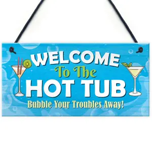 Red Ocean hot tub signs and plaques  garden hot tub decor signs  hot tub signs for outside