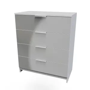 Poole 4 Drawer Chest in Uniform Grey Gloss & White (Ready Assembled)