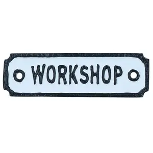 Workshop Cast Iron Small Sign Plaque Door Wall House Gate Post Shed Garage