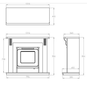 Suncrest Ashby White MDF & stainless steel Freestanding Electric fire suite