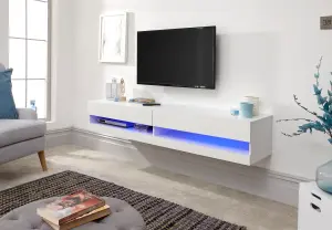 GFW Galicia 180cm Wall TV Unit with LED White