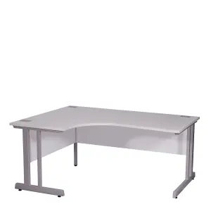 Nautilus Designs Computer Desk White Top Silver Frame Left-Hand Workstation with Cable Management for Home Office, Gaming (W)1600m