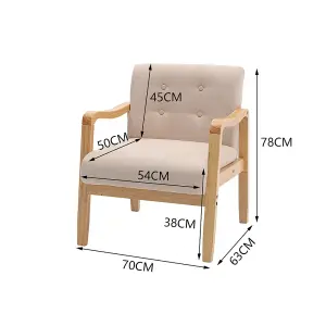 Modern Wooden Frame Beige Upholstered Armchair Recliner Chair Sofa Chair