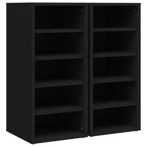 Shoe Cabinets 2 pcs Black 31.5x35x70 cm Engineered Wood