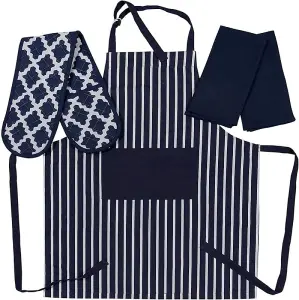 Penguin Home Apron, Double Oven Glove and 2 Kitchen Tea Towels Set