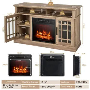 Costway Fireplace TV Stand for TVs up to 55 Inches W/ 2000W Electric Fireplace Insert