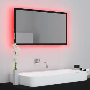 Berkfield LED Bathroom Mirror Black 80x8.5x37 cm Engineered Wood