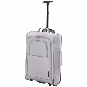 5 Cities 21"/55cm Carry On Lightweight Travel Cabin Approved Trolley Bag with Wheels Suit Case Hand Luggage with 2 Year Warranty