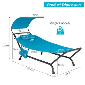 Costway Outdoor Hammock Patio Chaise Lounge Chair with Canopy