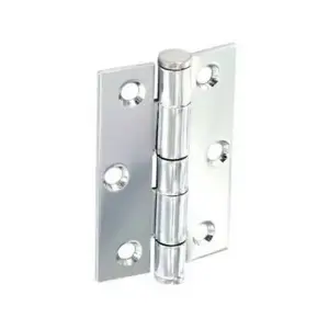 Securit Button Tip Butt Hinges (Pack of 2) Polished Chrome (One Size)