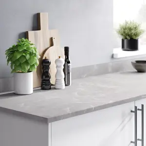 GoodHome Algiata Matt Grey Marble effect Laminate Kitchen Upstand (L)3000mm