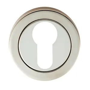 Round Euro Profile Escutcheon 52mm Dia Concealed Fix Bright Steel