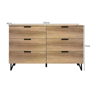 FWStyle 6 Drawer Chest Of Drawers Cracked Oak Easy Click Assembly