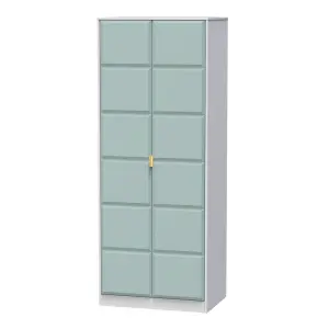 Cube Ready assembled Modern Matt duck egg & white Tall Double Wardrobe (H)1970mm (W)740mm (D)530mm