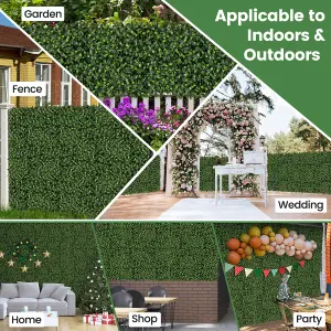 COSTWAY 12 Pcs Artificial Grass Wall Panels 50 x 50cm Square Privacy Hedge Screen