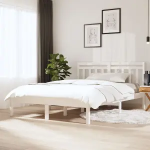 Berkfield Bed Frame White Solid Wood Pine 140x200 cm