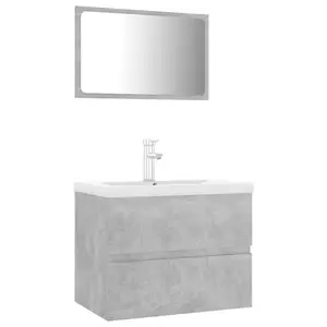 Berkfield Bathroom Furniture Set Concrete Grey Engineered Wood